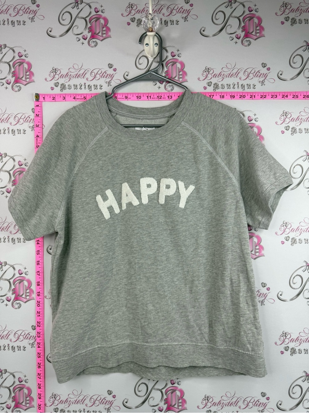Grayson Threads Gray Short-Sleeve Tee with 'HAPPY' Applique